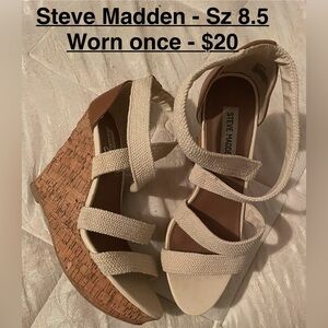 disregard pic price 
Steve Madden - Sz 8.5 USA)
Worn once  - Color: Cream 
 $12